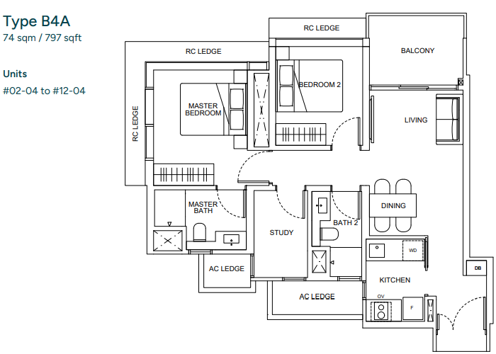 Hillhaven 2-Bedroom Study Floorplan